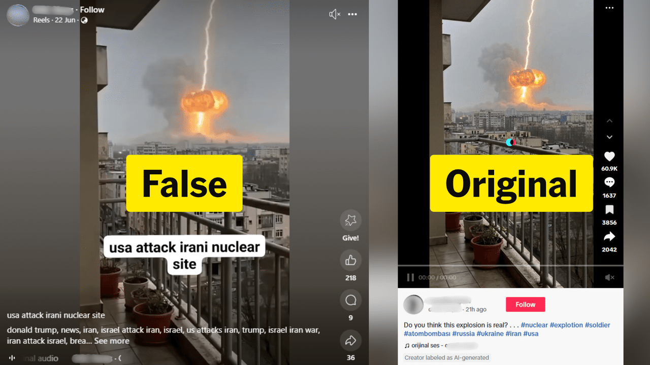 False and original AI posts of supposed Iran bombing June 2025