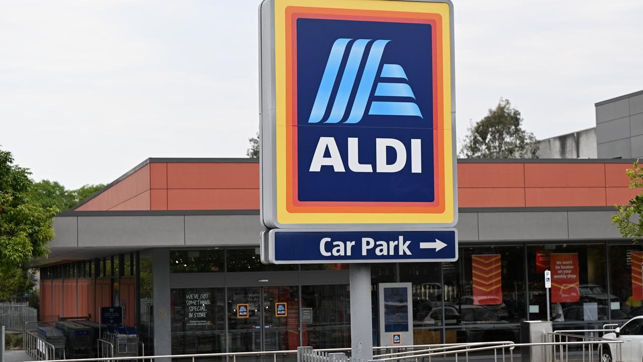 A file photo of Aldi signs 