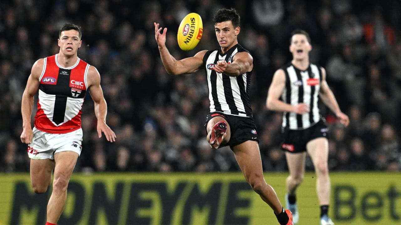 Marcus Windhager (left) was fined for striking  Nick Daicos.
