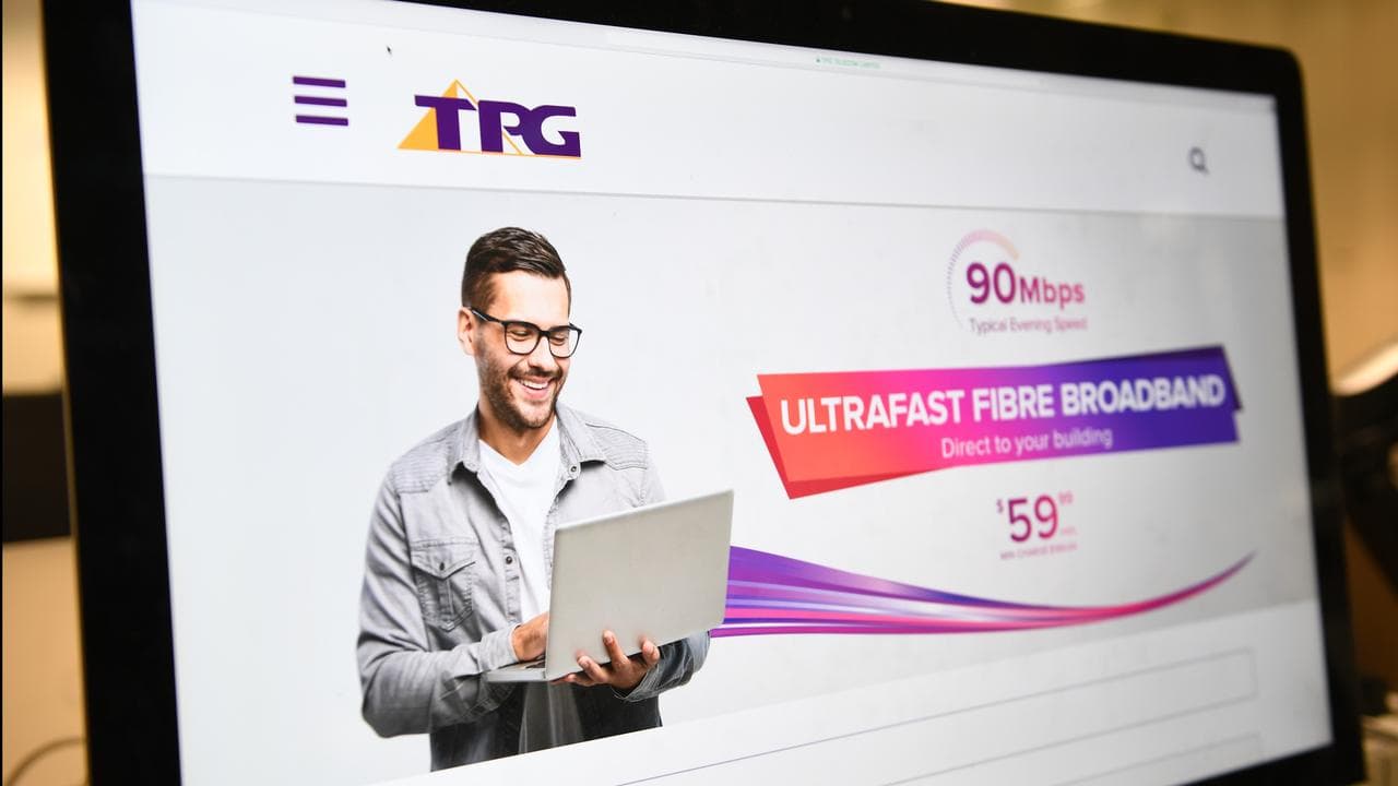 TPG Telecom's website is seen on a computer screen in Sydney