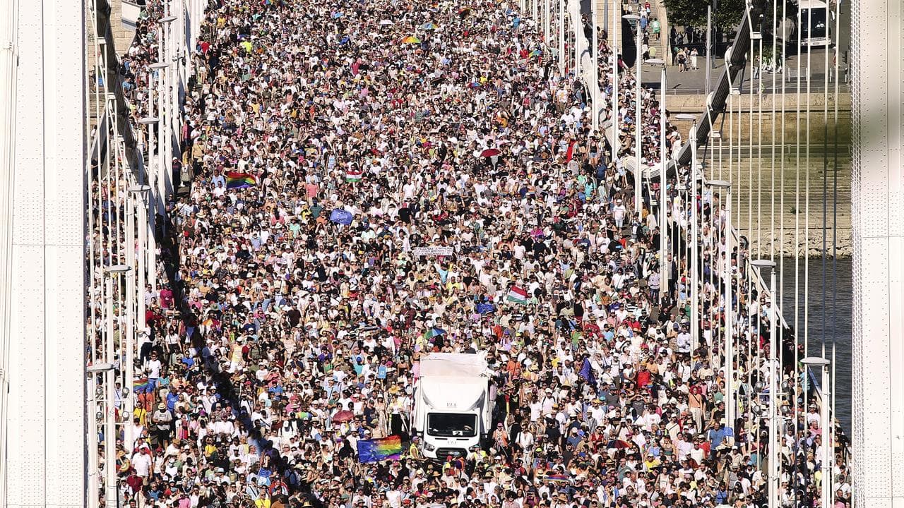 Marchers in Budapest