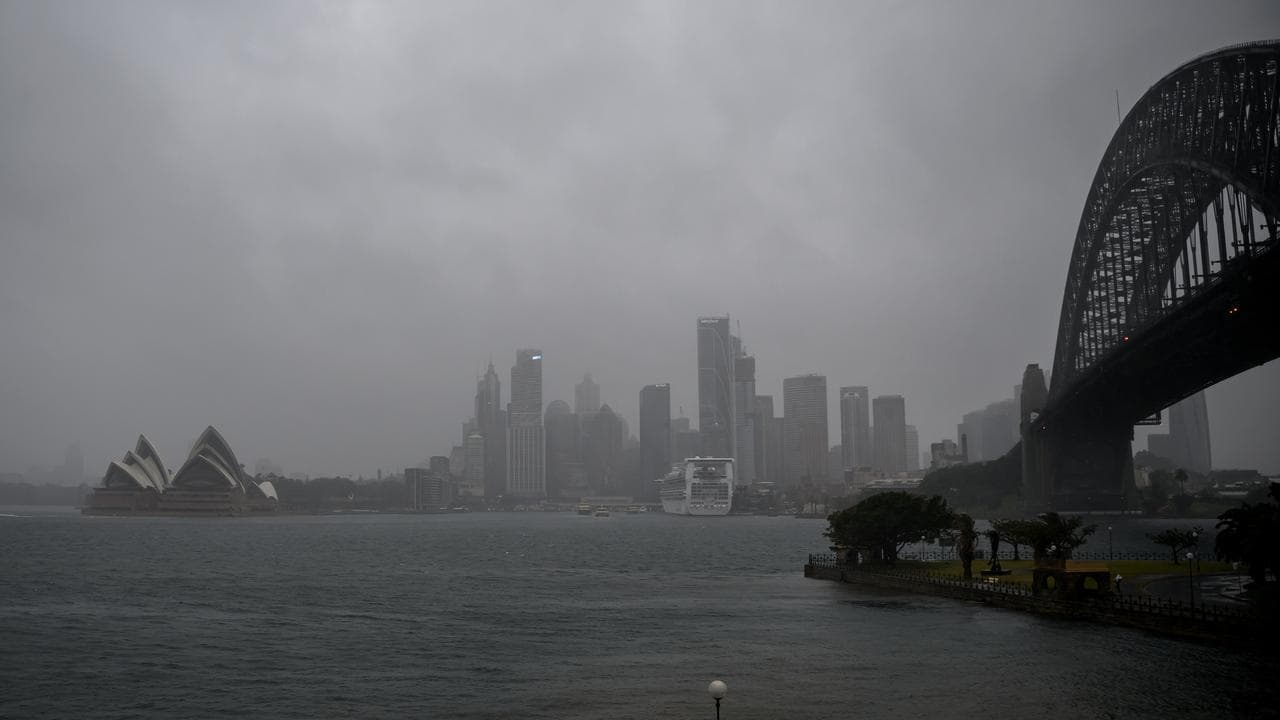 Rain falls over the CBD of Sydney