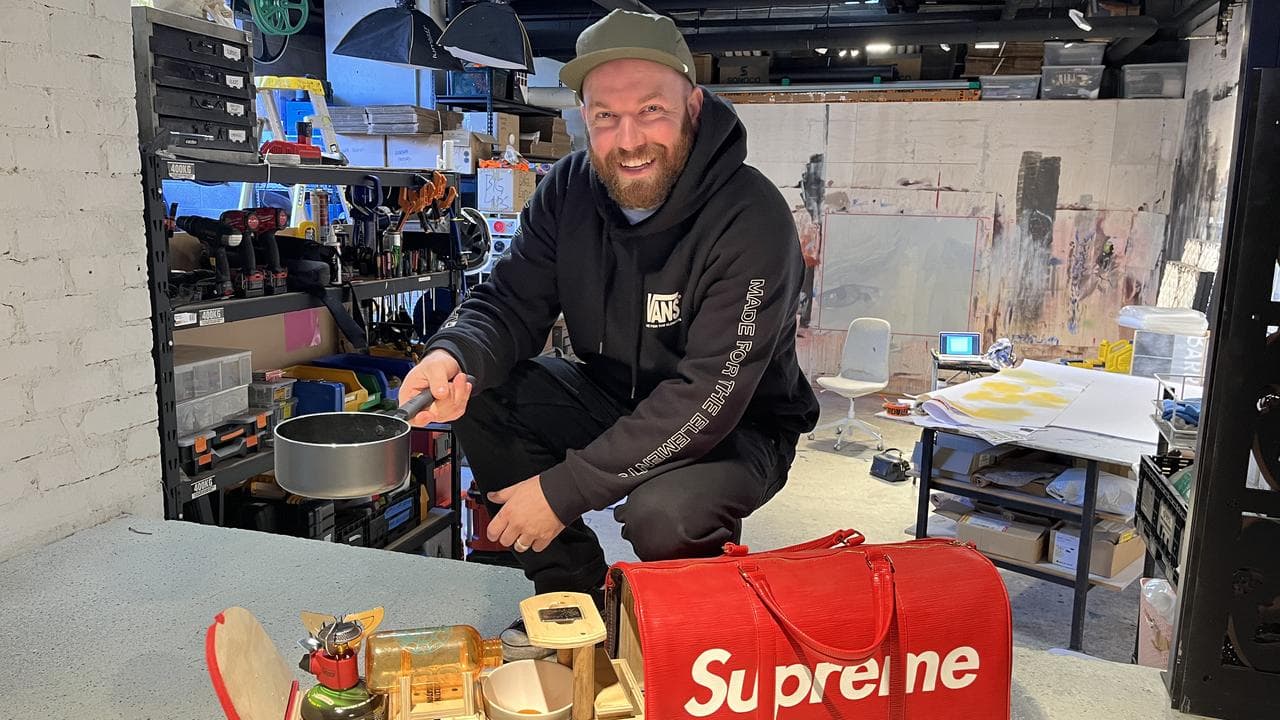 Artist Callum Preston at the studio