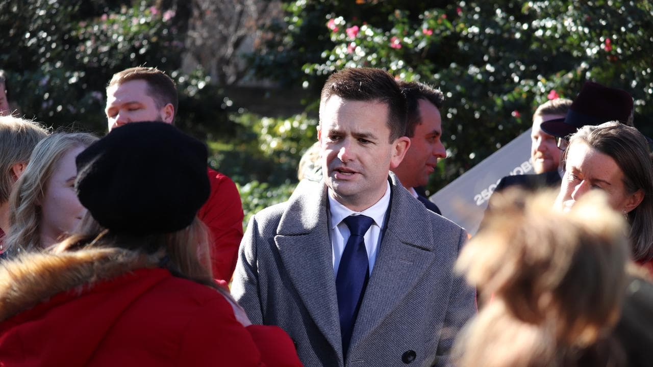 Tasmanian Labor leader Dean Winter speaking to media