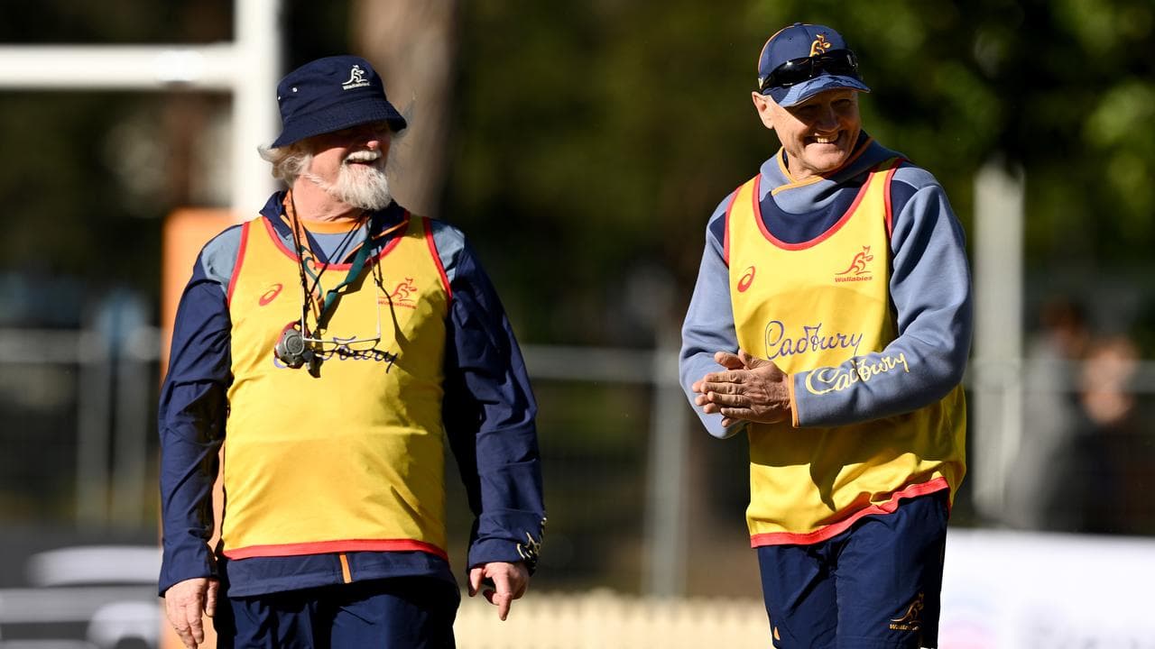 (L-R) Laurie Fisher and coach Joe Schmidt.