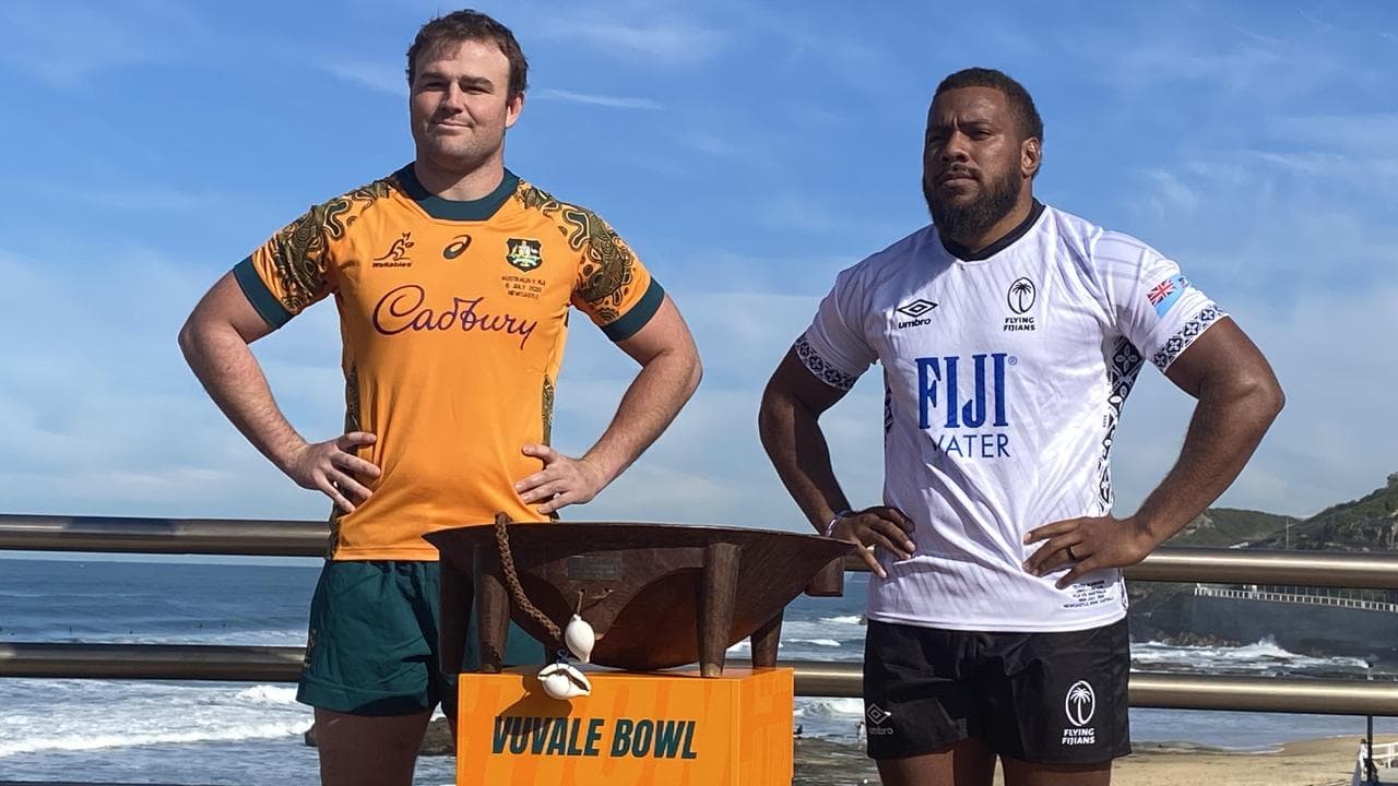 Harry Wilson (left) and Fiji captain Tevita Ikanivere