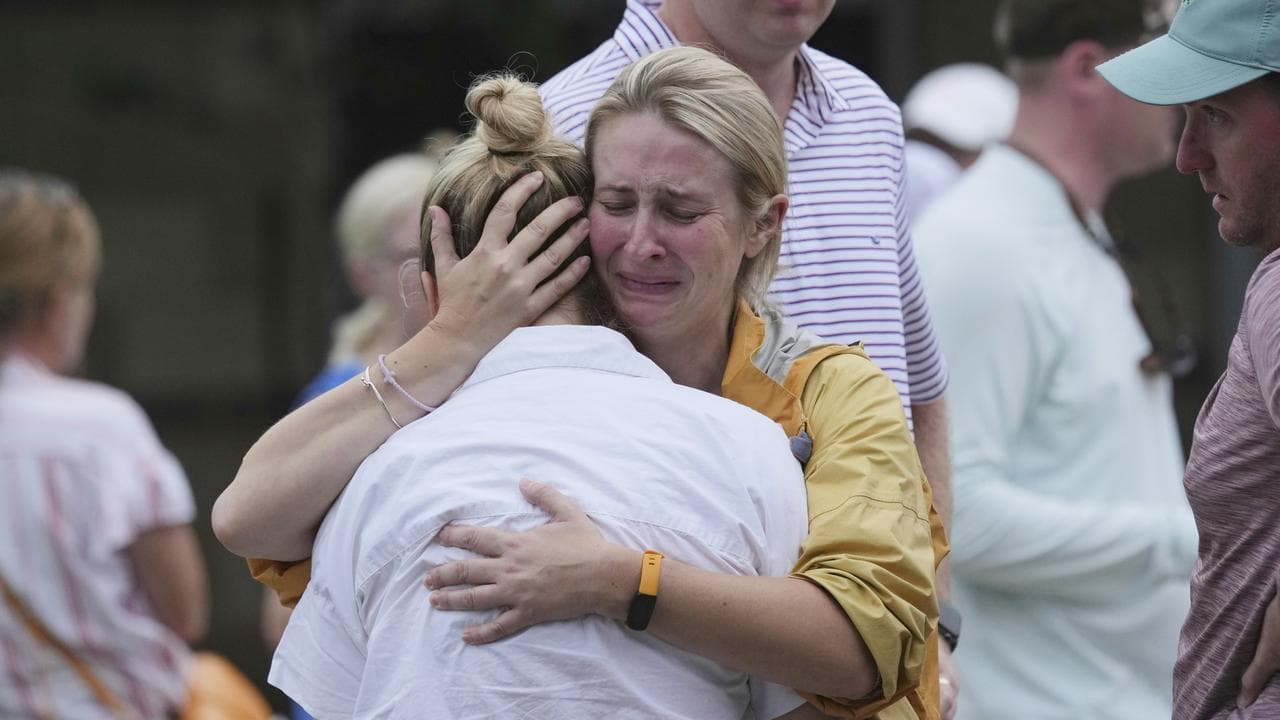 Reunification centre after flash flooding hit in Ingram, Texas