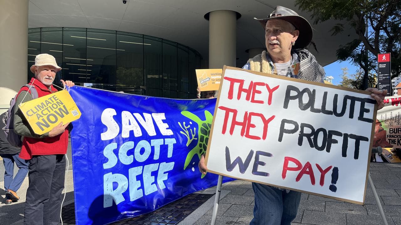 Climate activists protesting outside Woodside Energy's headquarters