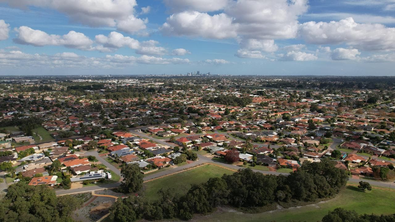 A view over the suburb of Morley looking towards the city of Perth,