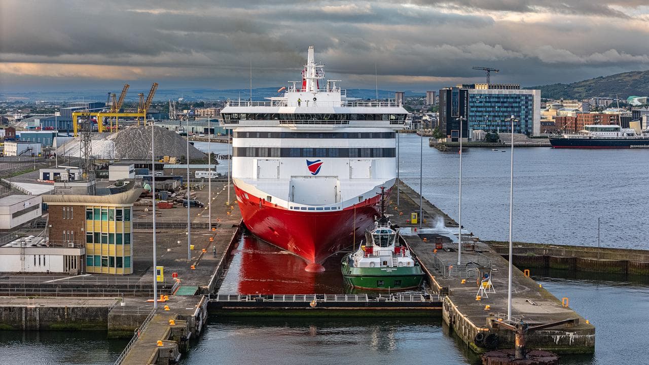 Spirit of Tasmania IV leaves its berth in Scotland
