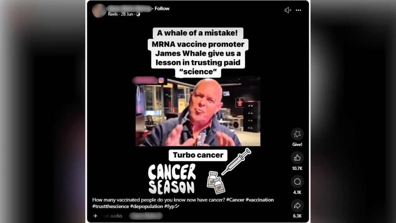 The Facebook clip featuring the false claim.