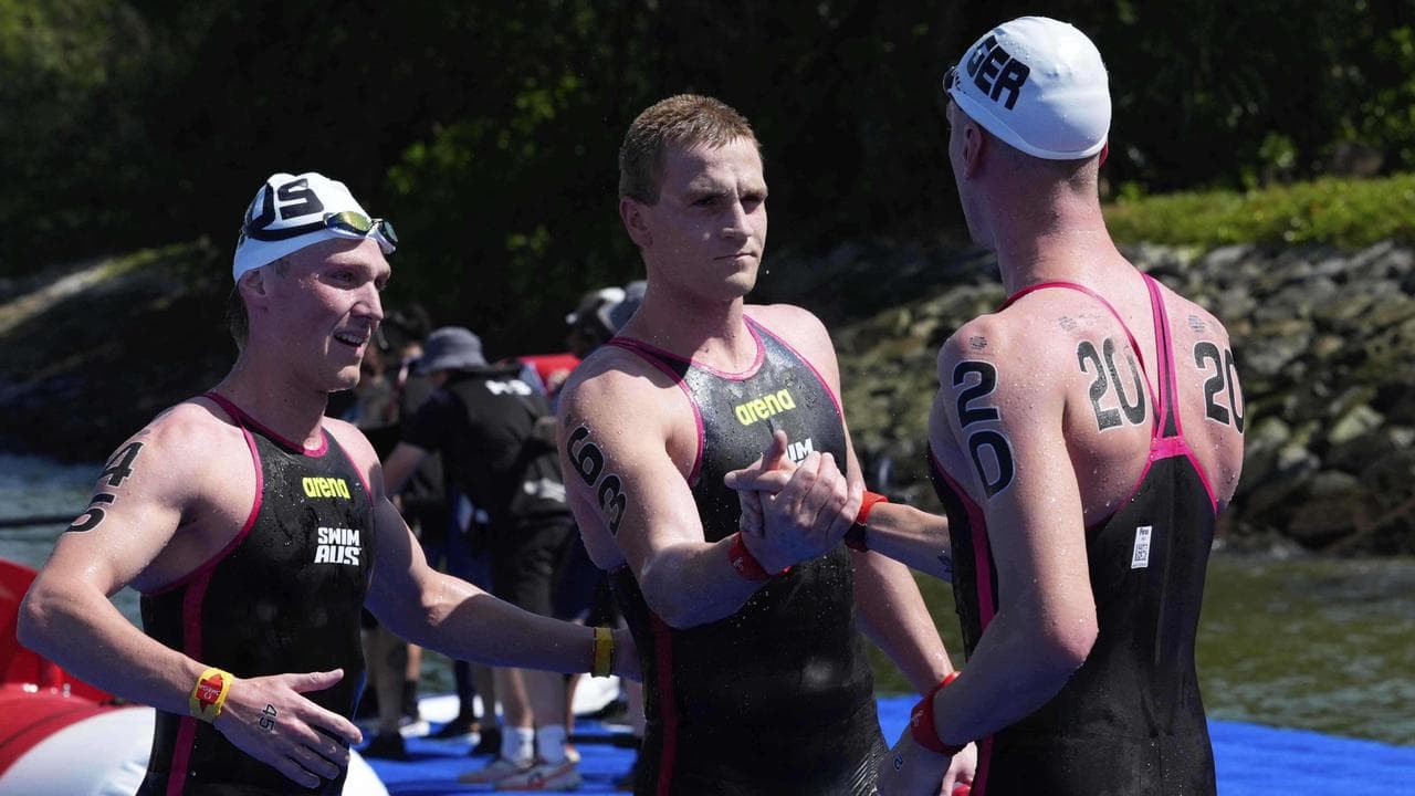 (L-R) Thomas Raymond, Kyle Lee and Florian Wellbrock.