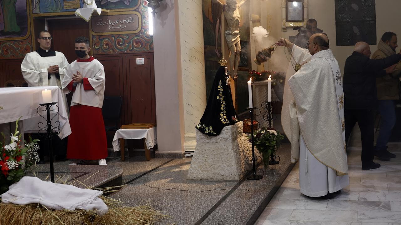 Father Gabriel Romanelli at the Holy Family Catholic Church in Gaza