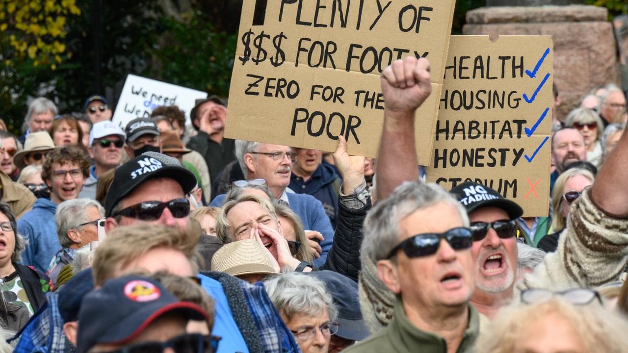 Stop the Stadium rally in Hobart in 2023