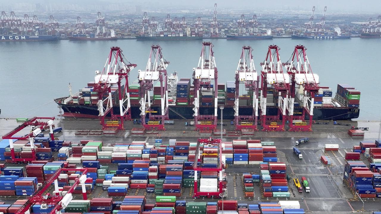 A file photo of a port in Qingdao, China