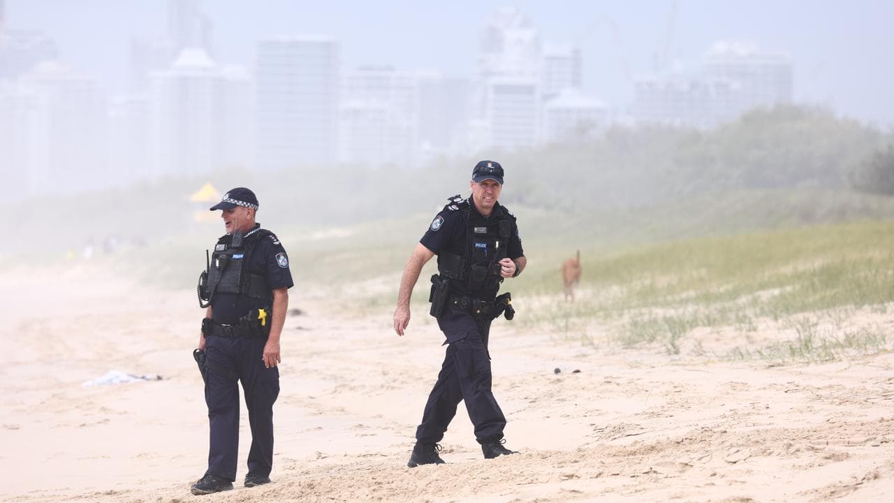 Police at a Gold Coast beach