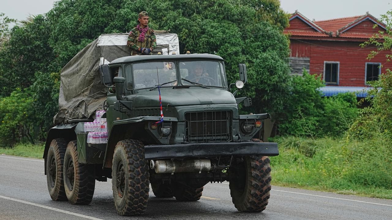 A Cambodian military vehicle