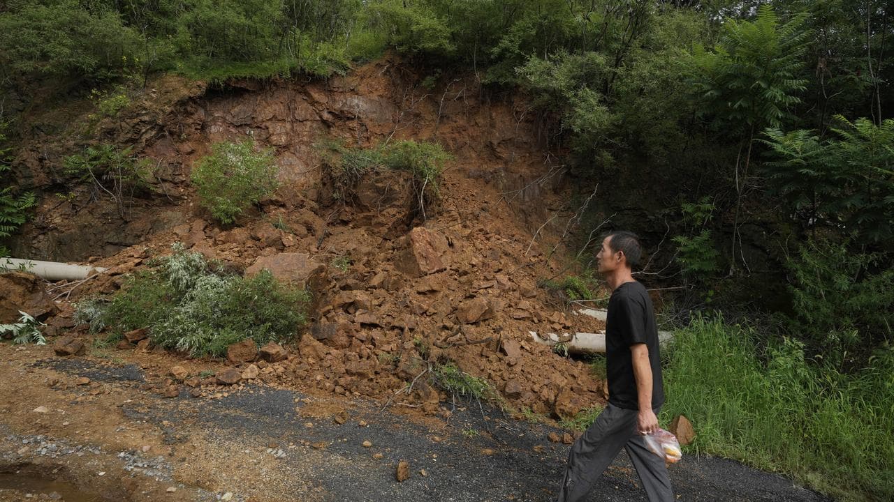 Landslide after heavy rain in Miyun district outside Beijing, China