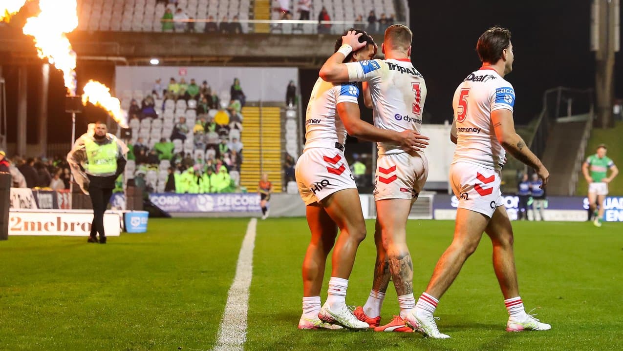 Celebrating St George Illawarra players.