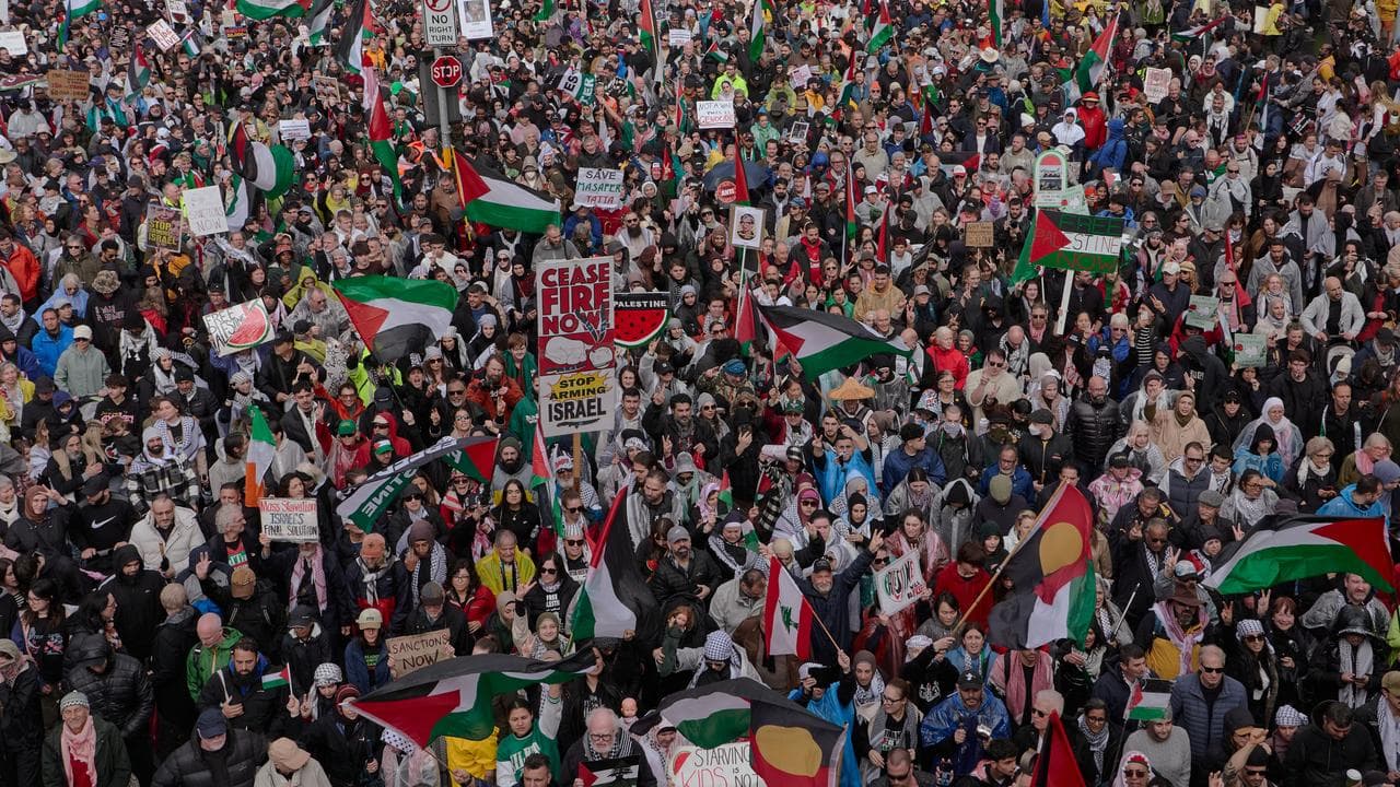 Protesters in Sydney on Sunday  