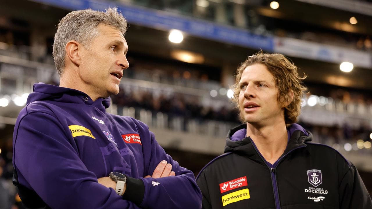 (L-R) Justin Longmuir and Nat Fyfe.