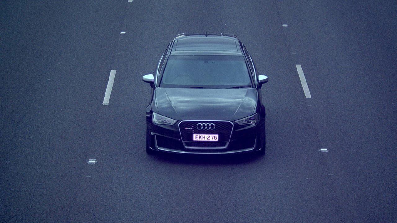 Black Audi car with false plates