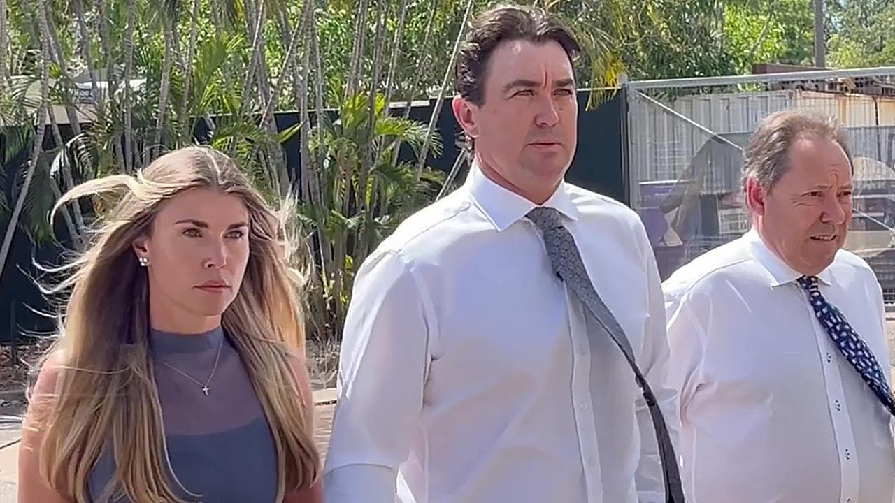 Matt Wright arrives at court with his wife Kaia (file image)