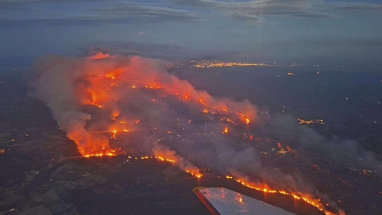 Aerial view of the fire