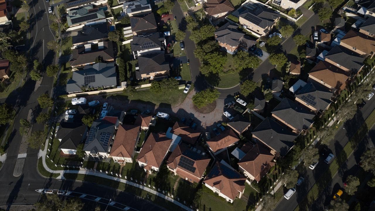 An aerial view of homes in a suburb (file image)