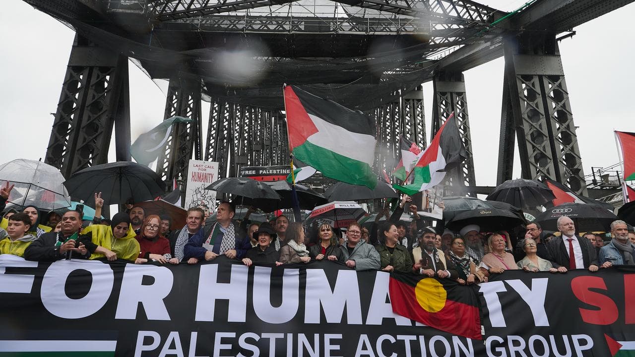 Pro-Palestine protesters on Sydney's March for Humanity