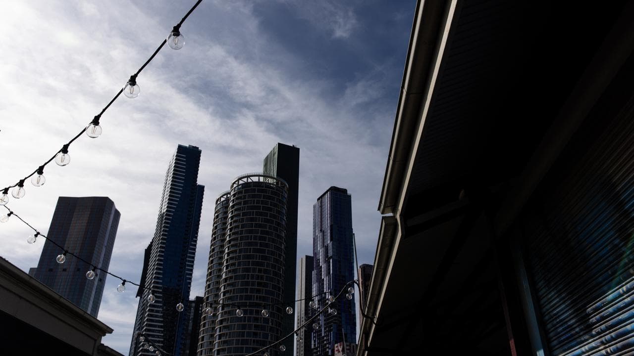 Lights against a city skyline