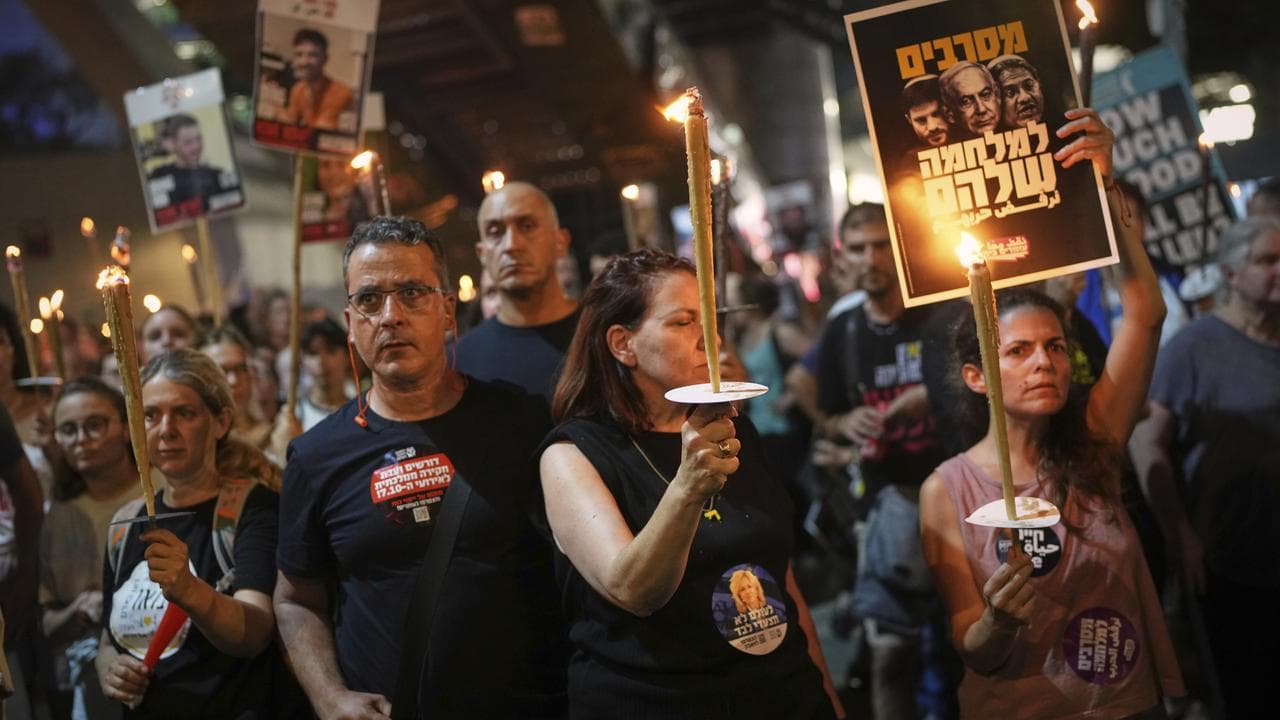 Protest in Tel Aviv calling for the release of hostages in Gaza