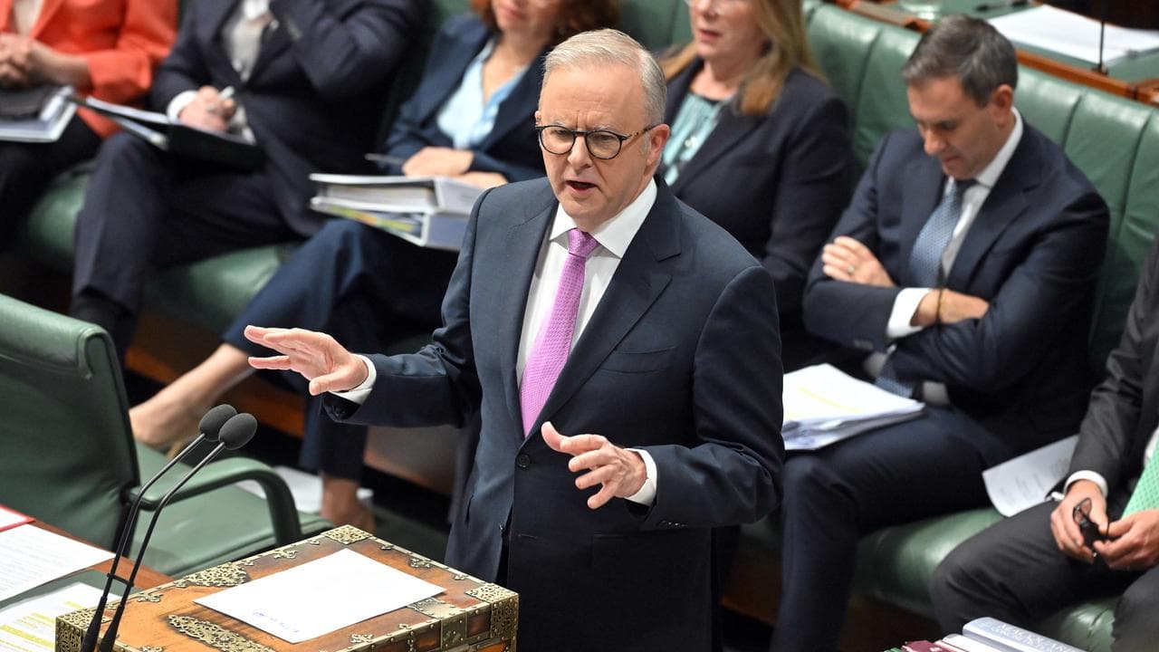 The prime minister speaking during question time.