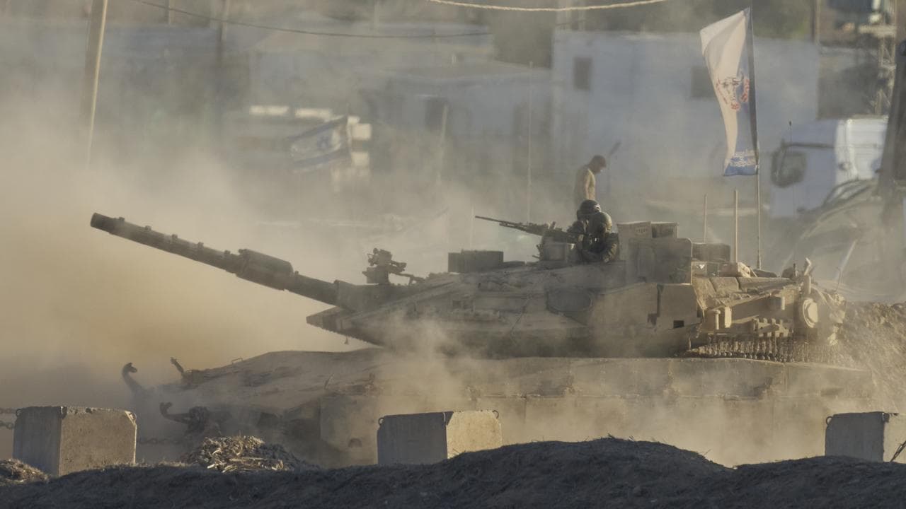 Israeli tank near the border of the Gaza Strip in southern Israel