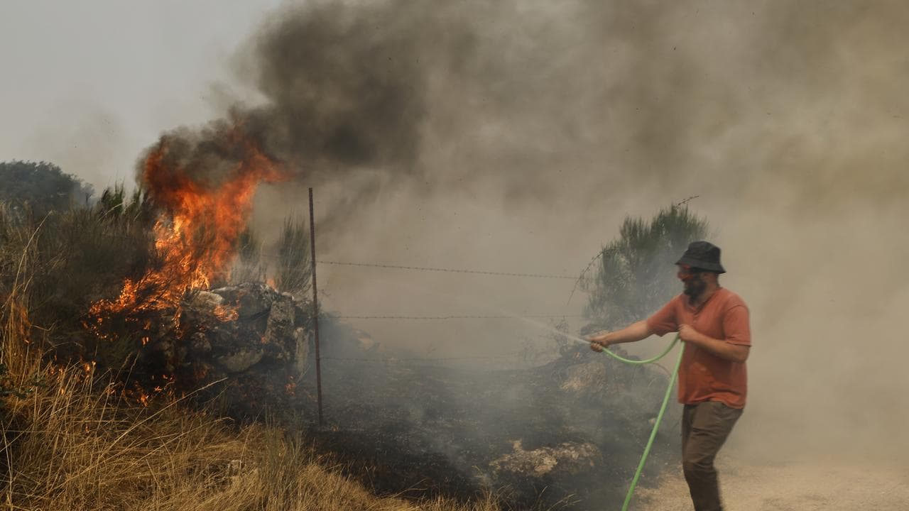 Forest fire in Pareisas, northwestern Spain