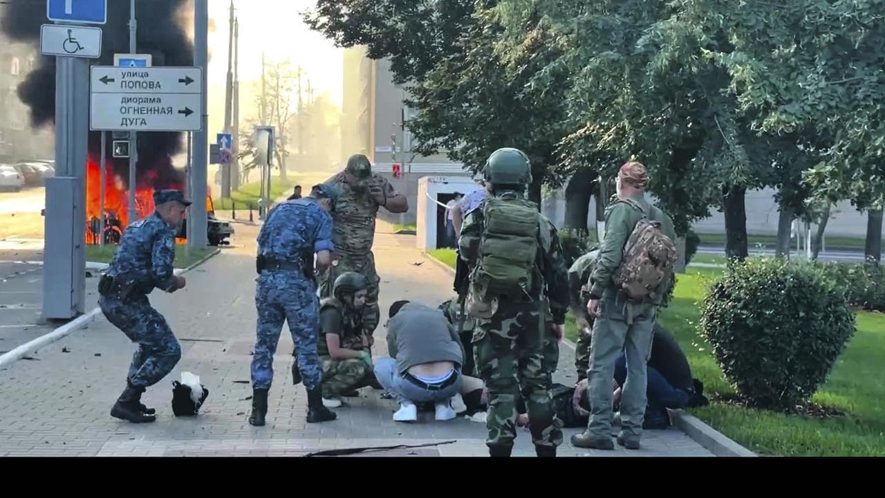 Aftermath of a drone strike on a car in Belgorod