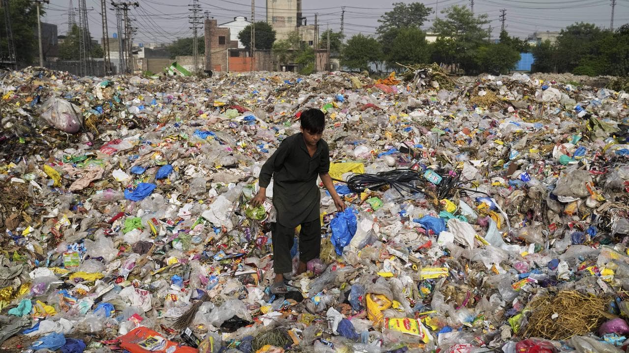 Plastic at a dump site in Lahore, Pakistan