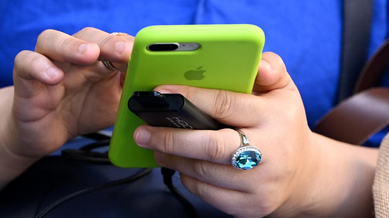 Woman uses a smartphone