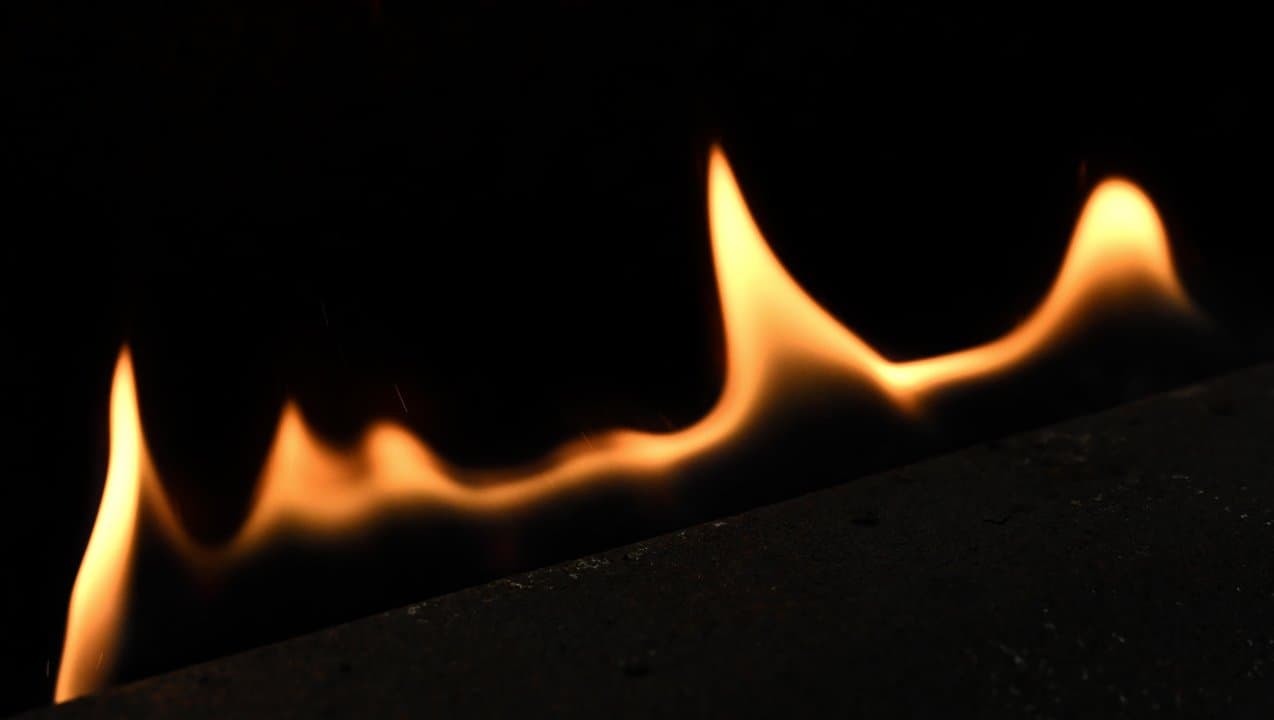 Flames from a gas BBQ