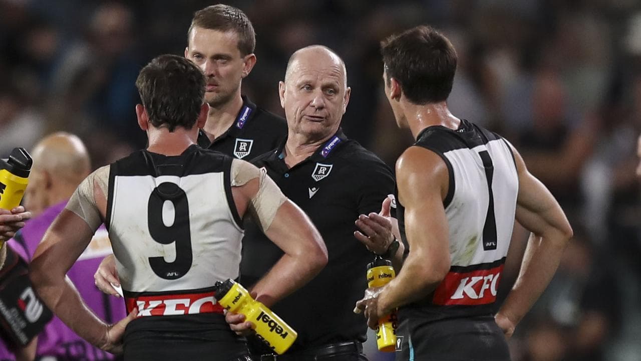 Connor Rozee (right) and Ken Hinkley.