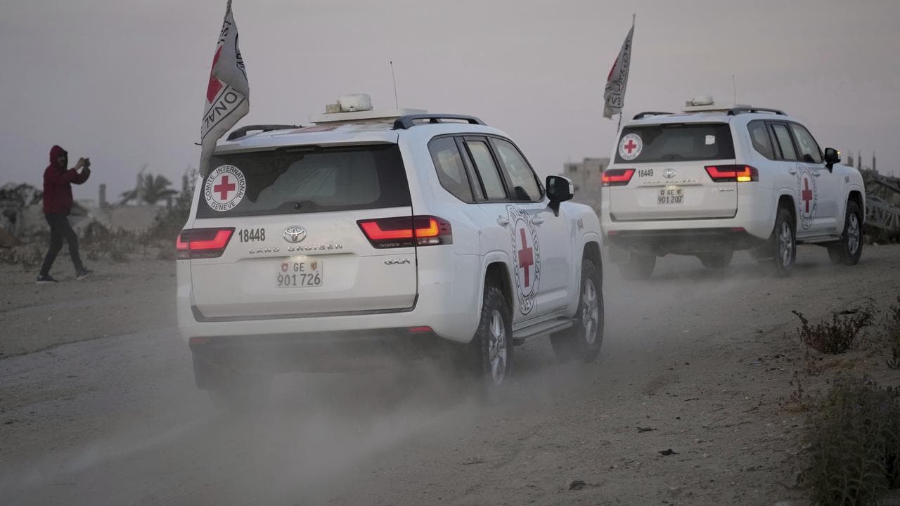 Red Cross vehicles in the Gaza Strip