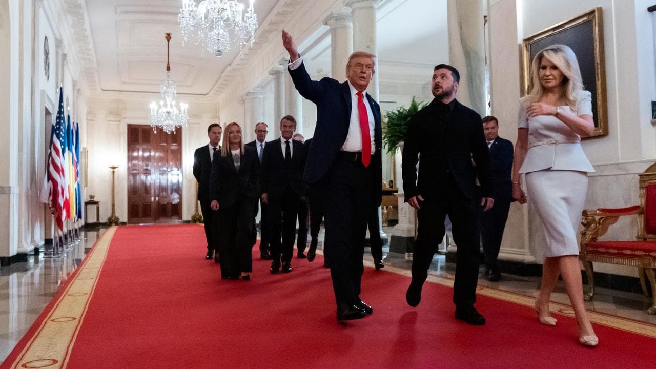 Donald Trump, European leaders and Volodymyr Zelenskiy