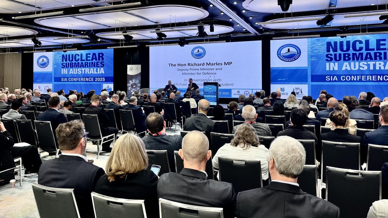 Richard Marles speaks at the submarine conference