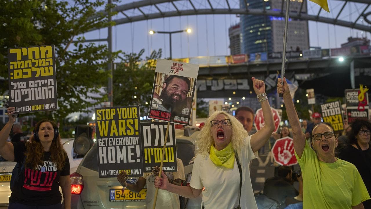 Protesters in Tel Aviv call for the release of hostages in Gaza