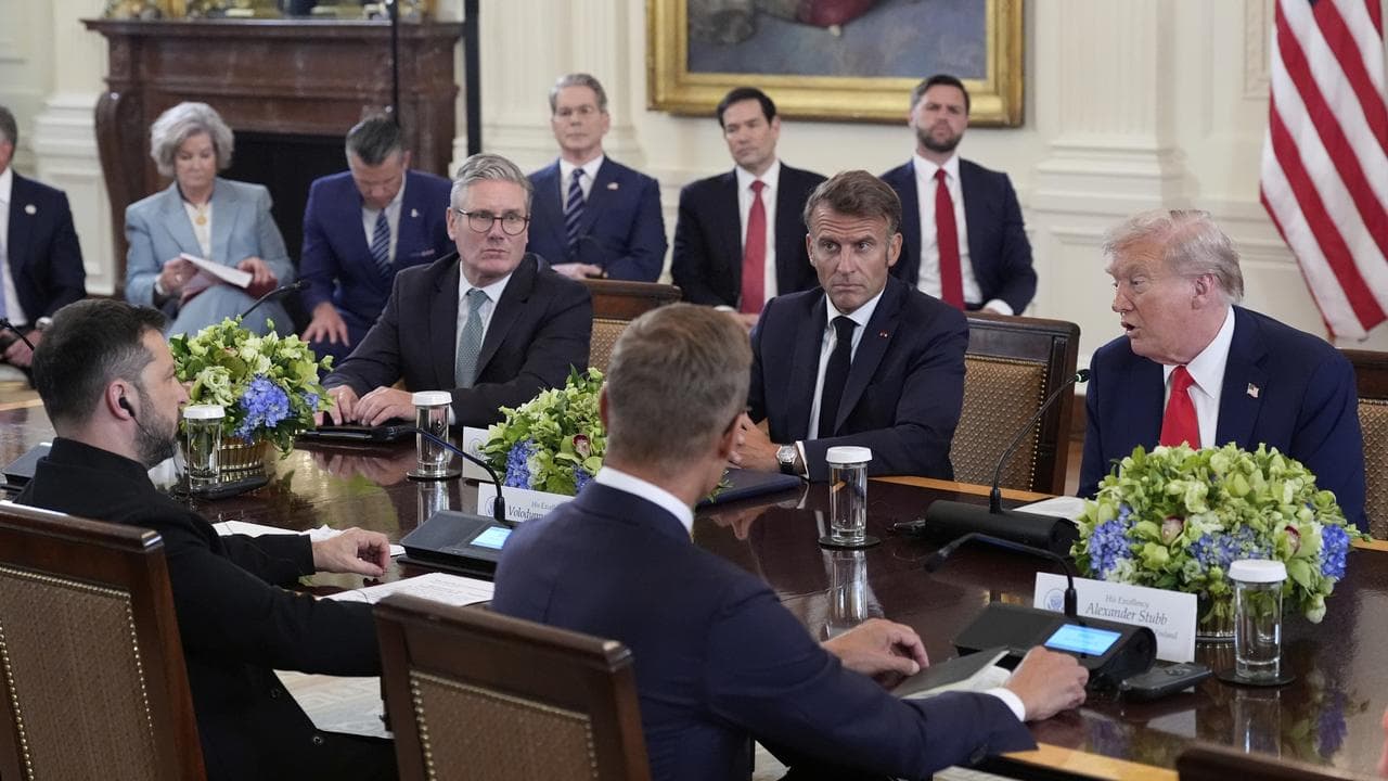 European leaders at a meeting with Donald Trump at the White House