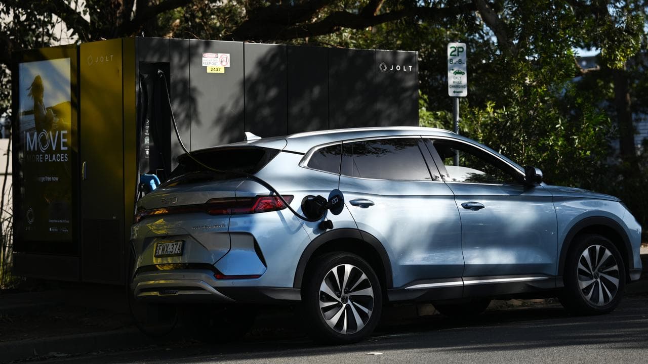 An electric vehicle recharges in Sydney