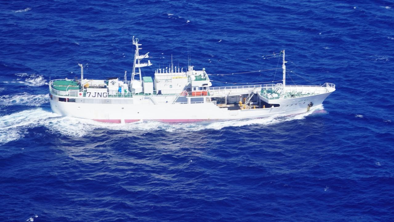 A boat seen from a Australian Air Force C-27J Spartan