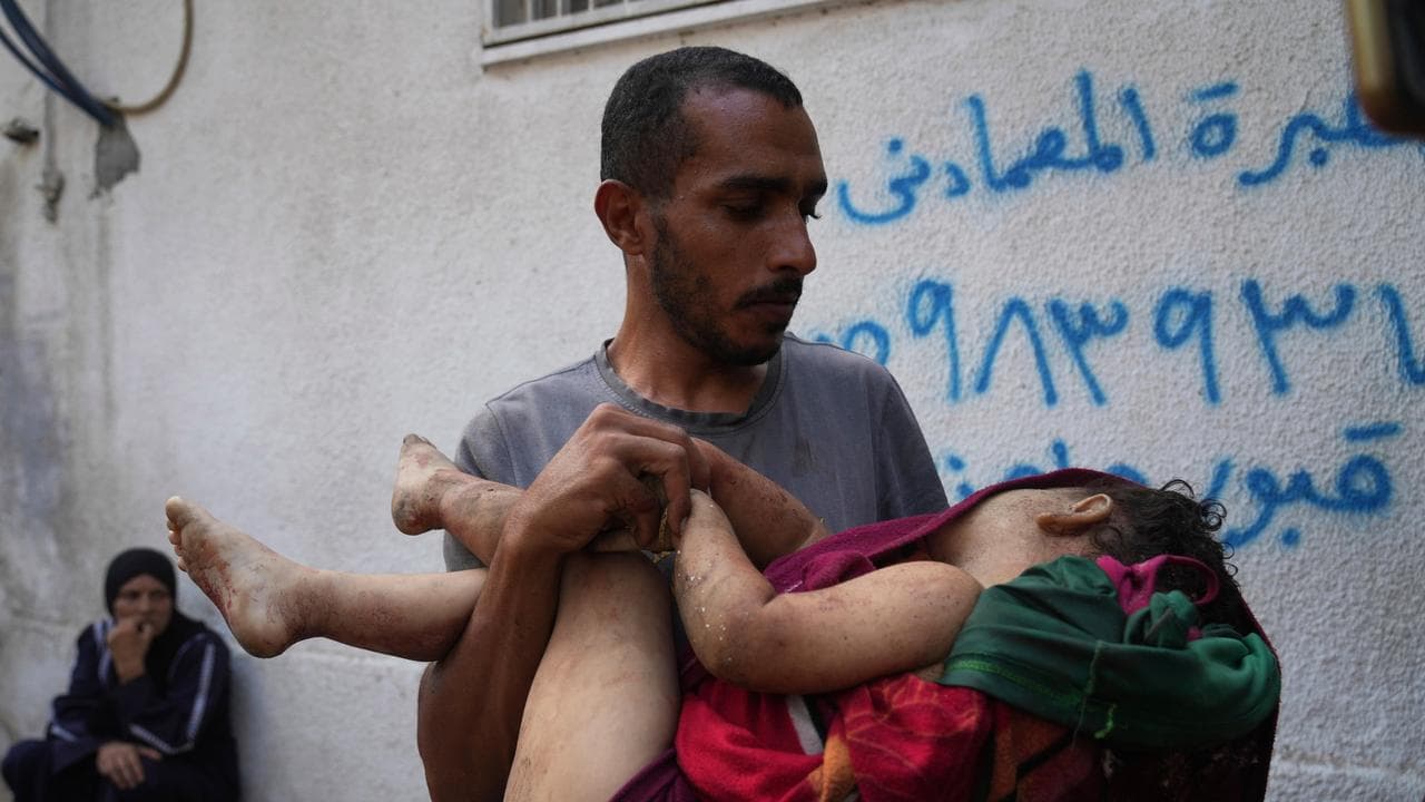 Child who was killed in an Israeli strike on a school in Gaza