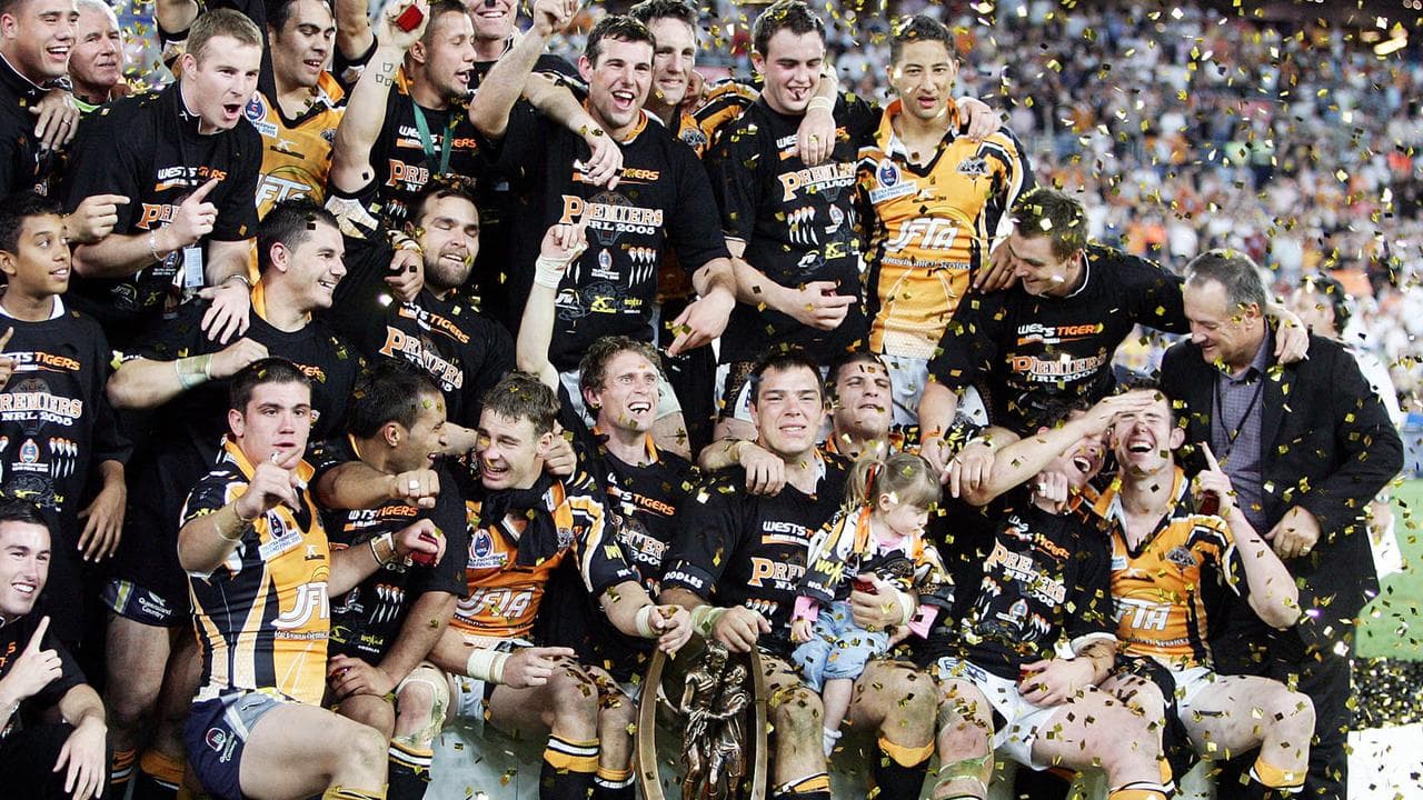 Wests Tigers savour the moment after winning the 2005 grand final.