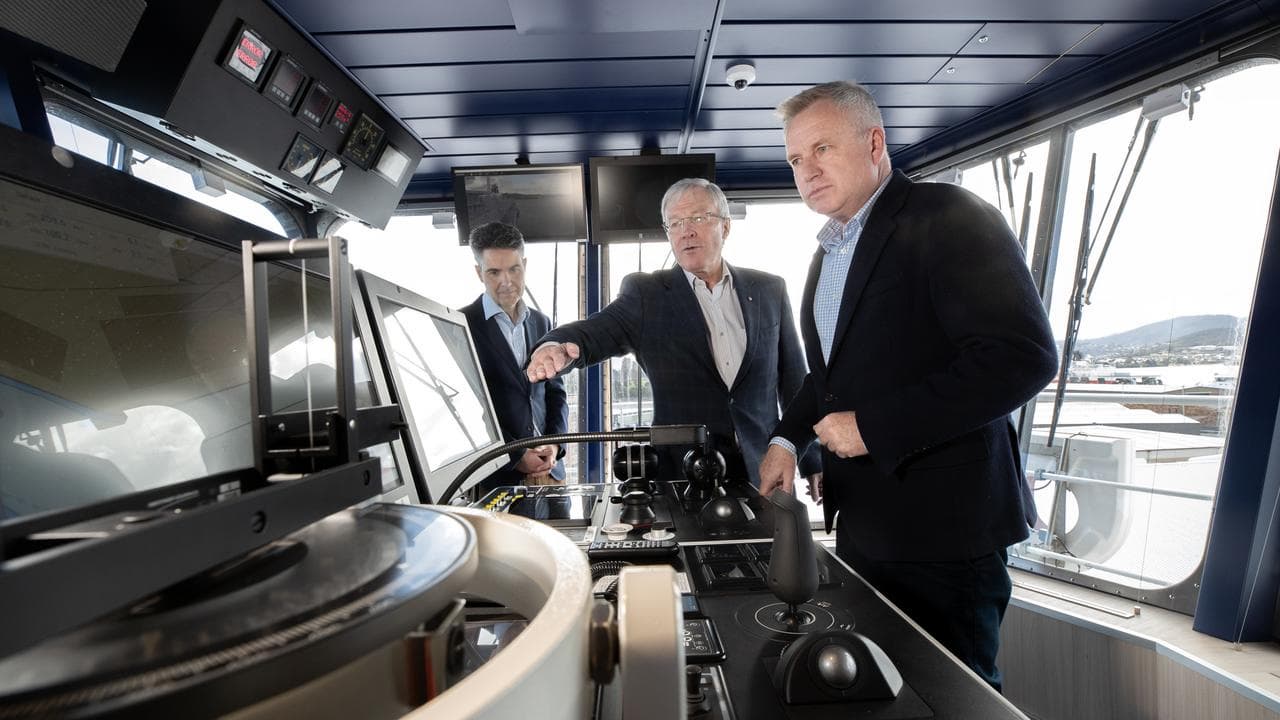 Premier Jeremy Rockliff on the Spirit IV ferry